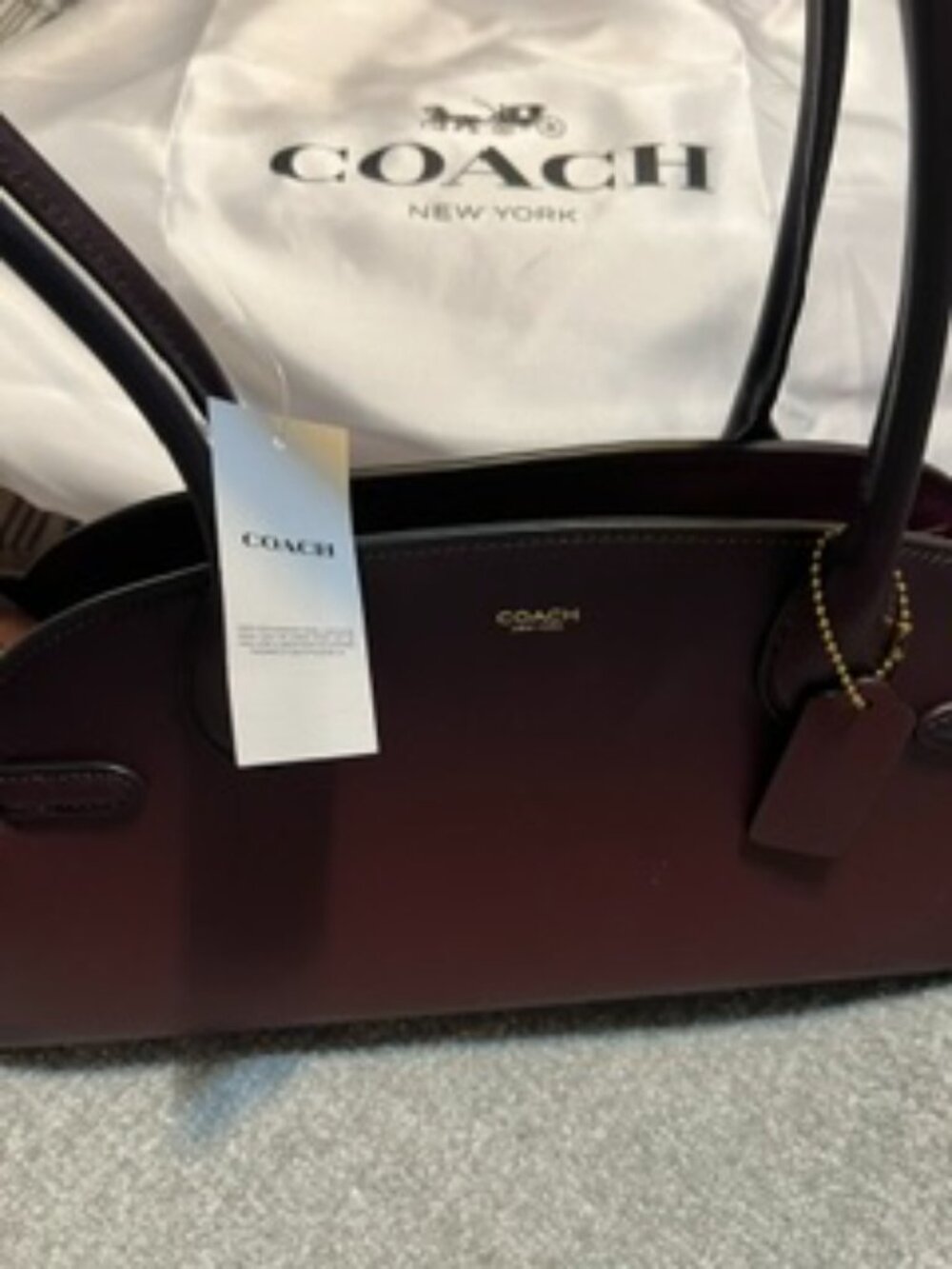 NWT Coach Women's Burgundy Empire Carryall Bag 34 inc. Dustbag